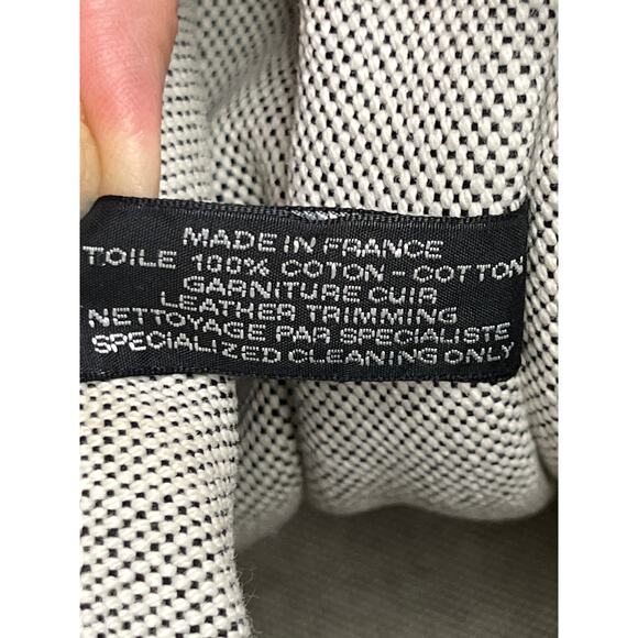 Hermès Canvas Fourre Tout MM Tote Bag Gray Stripe Web Handles Large Authentic - Picture 8 of 16